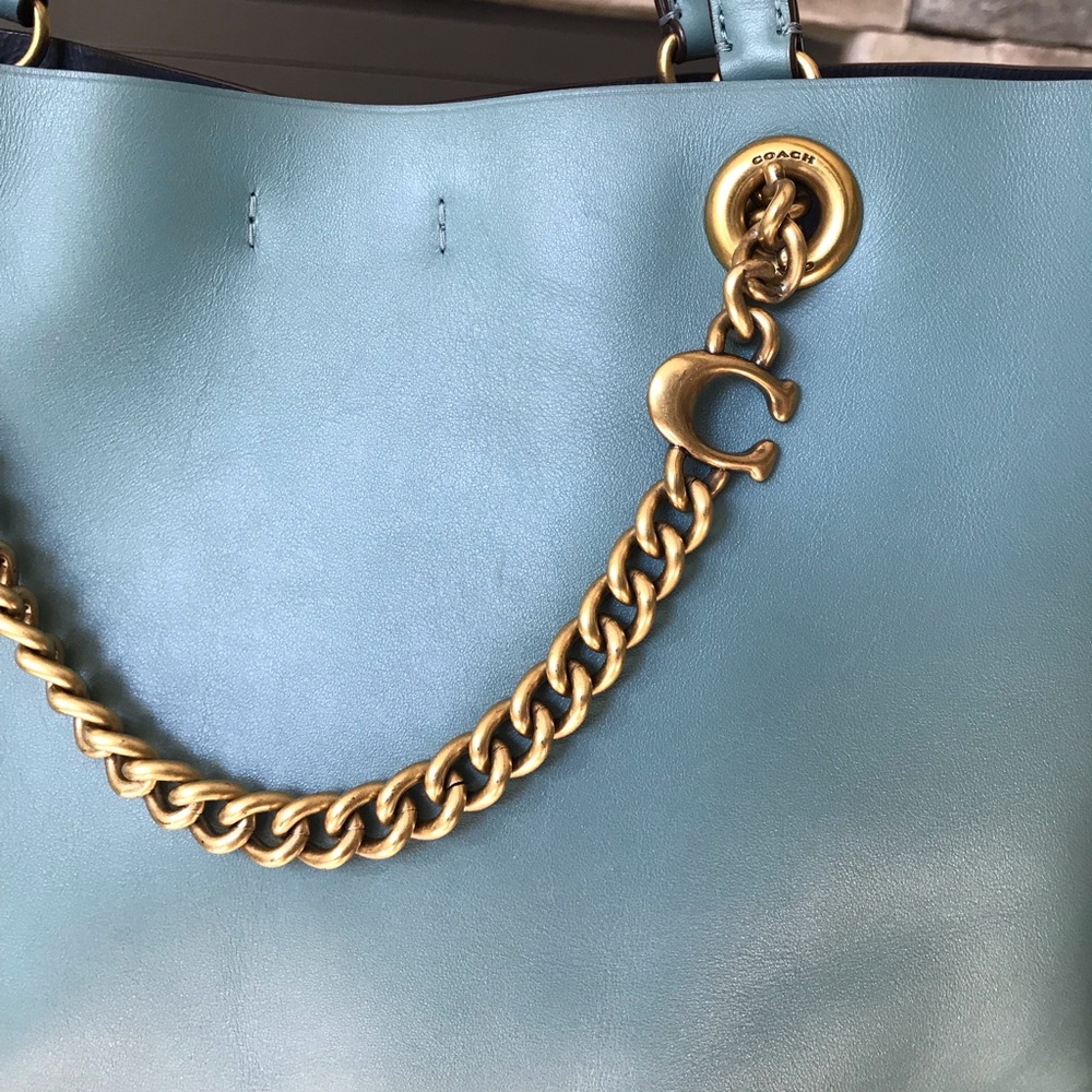 Coach Signature Chain Central Leather Tote, - Picture 10 of 16